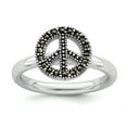 thumbnail image 1 of Sterling Silver Stackable Expressions Marcasite Peace Sign Ring - Size 6, 1 of 3