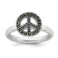 thumbnail image 1 of Sterling Silver Stackable Expressions Marcasite Peace Sign Ring, 1 of 1