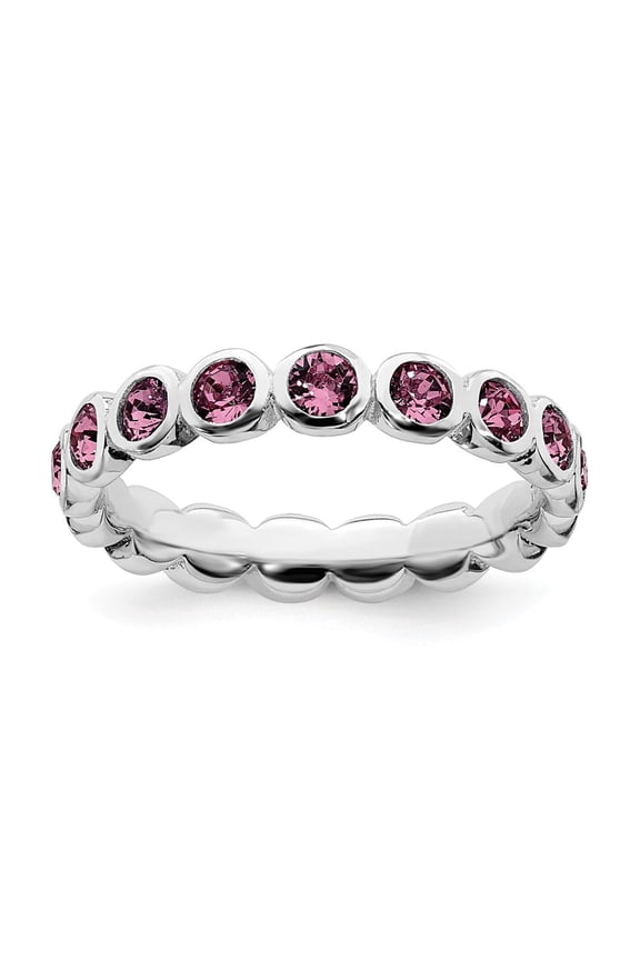 Sterling Silver Stackable Expressions October Swarovski Ring