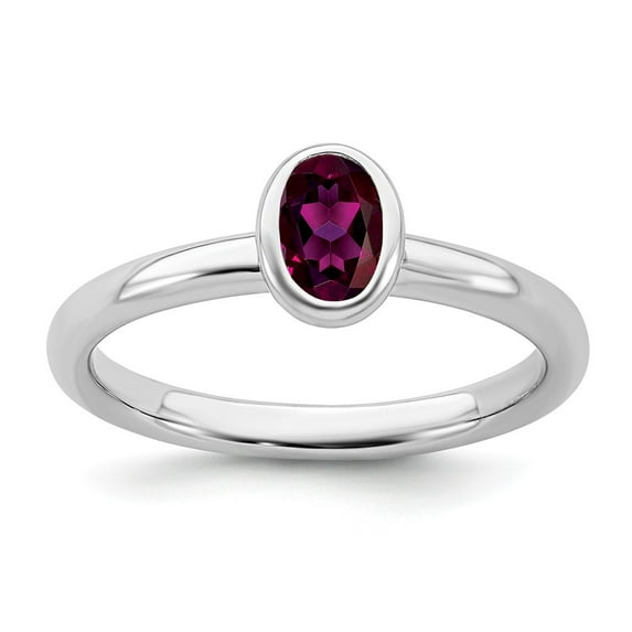 Sterling Silver Stackable Expressions Oval Rhodolite Garnet Ring