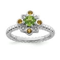 thumbnail image 1 of Sterling Silver Stackable Expressions Peridot, Citrine & Diamond Ring - Size 9, 1 of 3