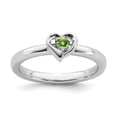 thumbnail image 1 of Sterling Silver Stackable Expressions Peridot Heart Ring, 1 of 1