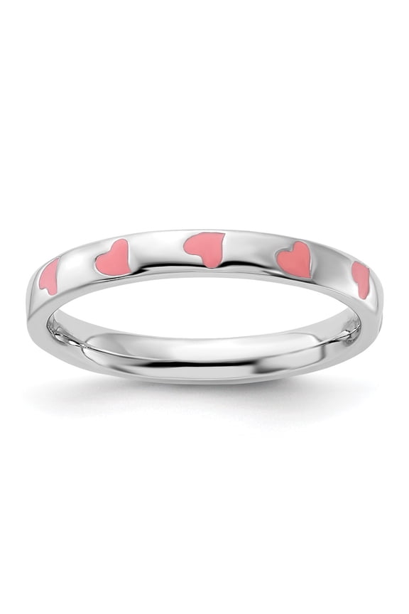 Sterling Silver Stackable Expressions Pink Enameled Ring