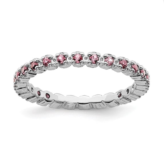 Sterling Silver Stackable Expressions Pink Tourmaline Ring - .51 cwt - Size 10