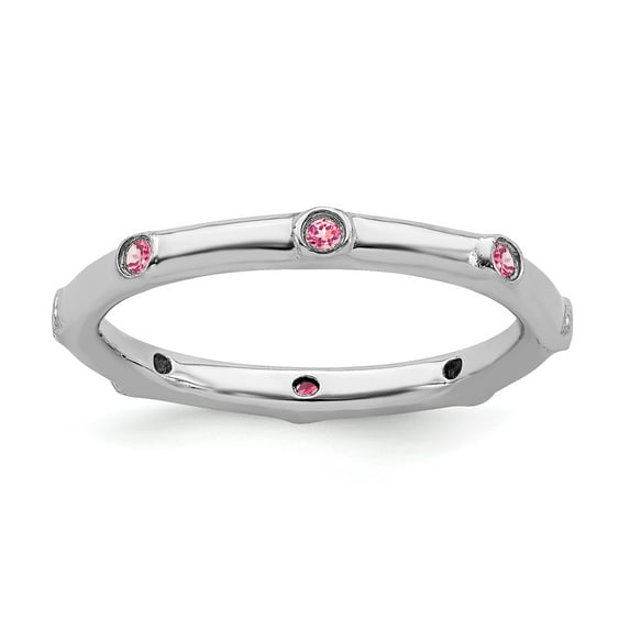 Sterling Silver Stackable Expressions Pink Tourmaline Ring - Size 9