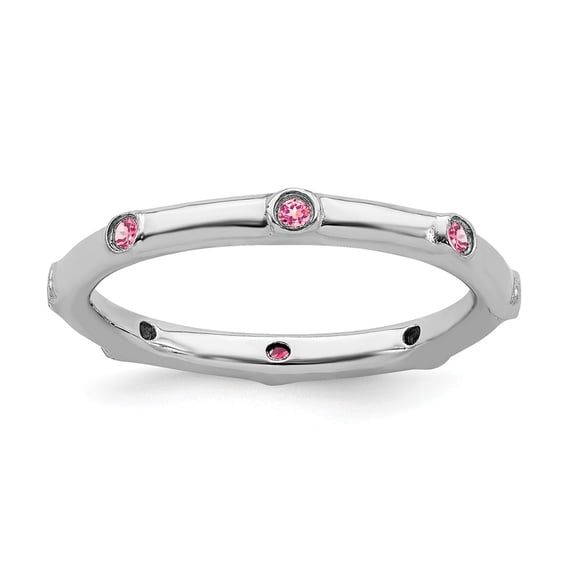 Sterling Silver Stackable Expressions Pink Tourmaline Ring