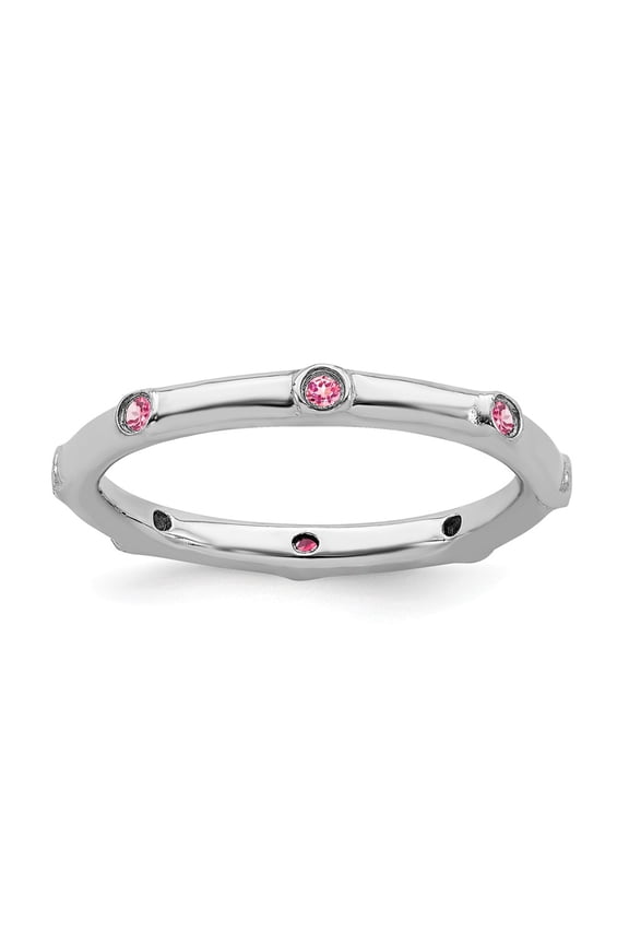 Sterling Silver Stackable Expressions Pink Tourmaline Ring
