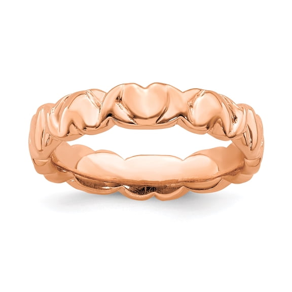 Sterling Silver Stackable Expressions Pink-plated Hearts Ring - Size 5