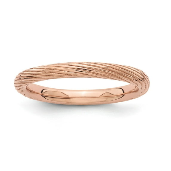 Sterling Silver Stackable Expressions Pink-plated Textured Ring