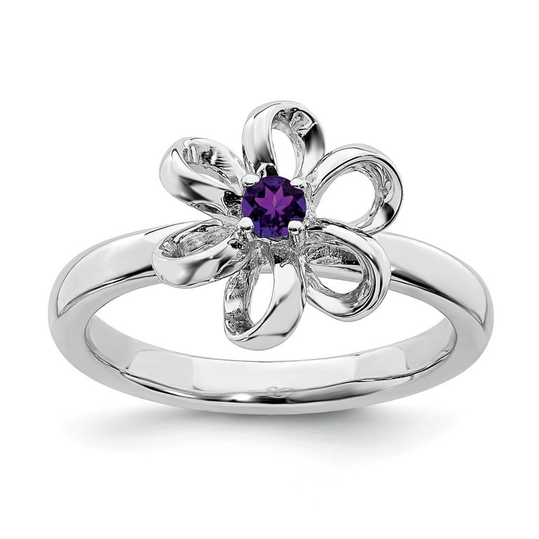 Sterling Silver Stackable Expressions Amethyst Flower Ring Sterling Silver Stackable Expressions Amethyst Flower Ring