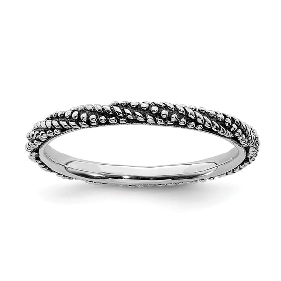 Sterling Silver Stackable Expressions Polished Antiqued Ring