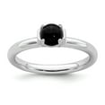 thumbnail image 1 of Sterling Silver Stackable Expressions Polished Black Agate Ring - Size 5, 1 of 3