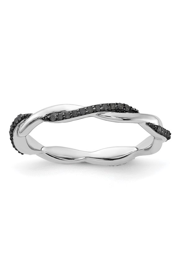 Sterling Silver Stackable Expressions Polished Black Diamond Ring