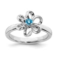 thumbnail image 1 of Sterling Silver Stackable Expressions Polished Blue Topaz Flower Ring - Size 10, 1 of 3