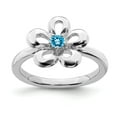 thumbnail image 1 of Sterling Silver Stackable Expressions Polished Blue Topaz Flower Ring - Size 8, 1 of 3