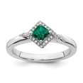 thumbnail image 1 of Sterling Silver Stackable Expressions Polished Cr. Emerald & Dia Ring, 1 of 6