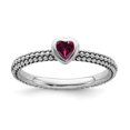 thumbnail image 1 of Sterling Silver Stackable Expressions Polished Cr.R Heart Ring - Size 10, 1 of 3