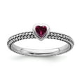 thumbnail image 1 of Sterling Silver Stackable Expressions Polished Cr.R Heart Ring, 1 of 1