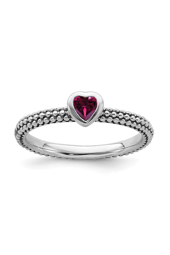 Sterling Silver Stackable Expressions Polished Cr.R Heart Ring