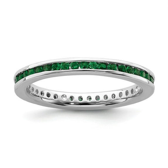 Sterling Silver Stackable Expressions Polished Created Emerald Ring