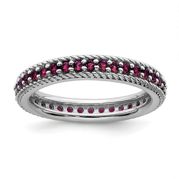Sterling Silver Stackable Expressions Polished Created Ruby Eternity Ring