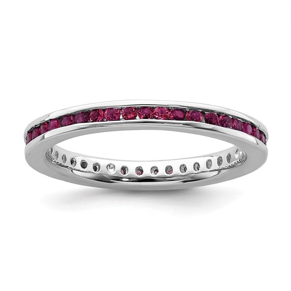 Sterling Silver Stackable Expressions Polished Created Ruby Ring