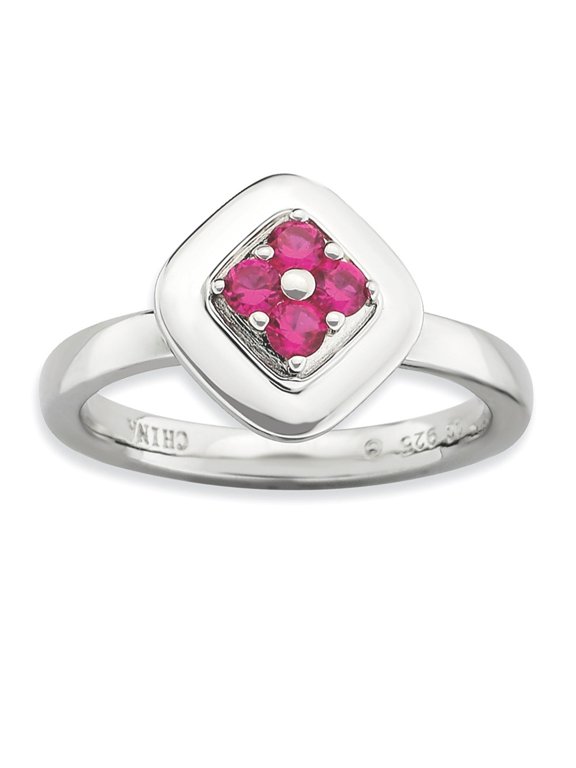 Sterling Silver Stackable Expressions Polished Created Ruby Ring