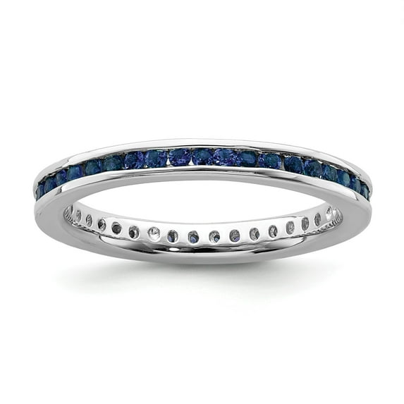 Sterling Silver Stackable Expressions Polished Created Sapphire Ring - Size 7