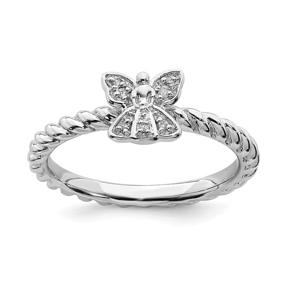 Sterling Silver Stackable Expressions Polished Diamond Angel Ring