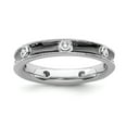thumbnail image 1 of Sterling Silver Stackable Expressions Polished Diamond Antiqued Ring - Size 10, 1 of 3