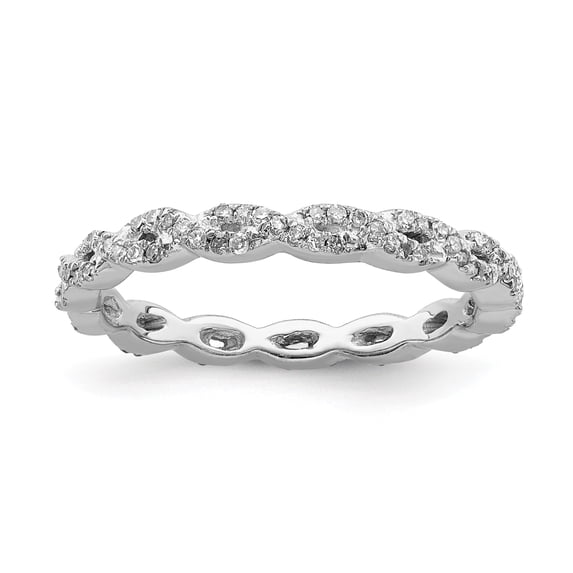 Sterling Silver Stackable Expressions Polished Diamond Ring - Size 10