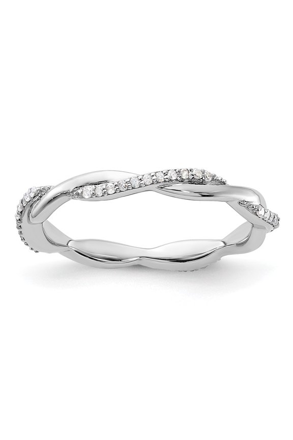 Sterling Silver Stackable Expressions Polished Diamond Ring