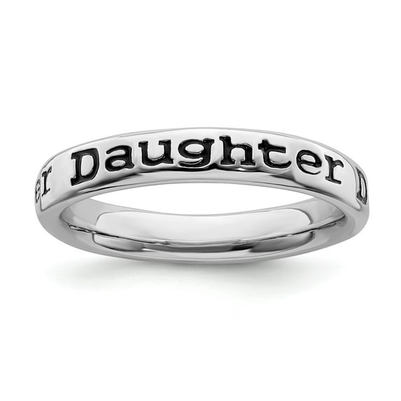 Sterling Silver Stackable Expressions Polished Enameled Daughter Ring - Size 8