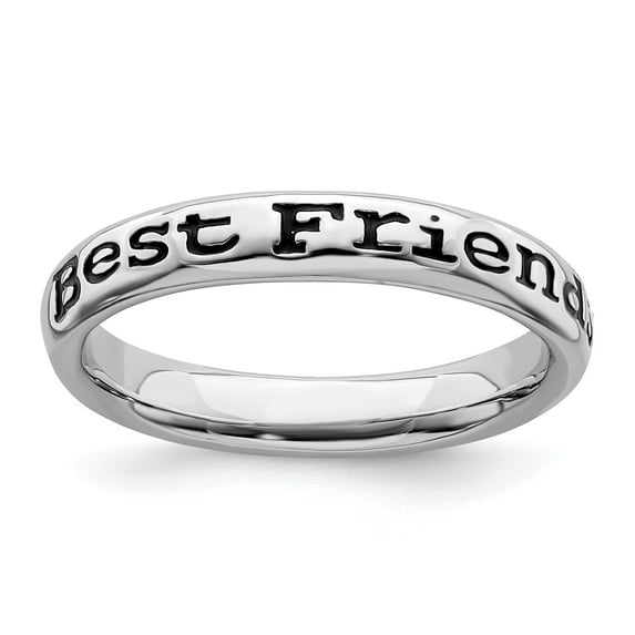 Sterling Silver Stackable Expressions Polished Enameled Friends Ring - Size 6