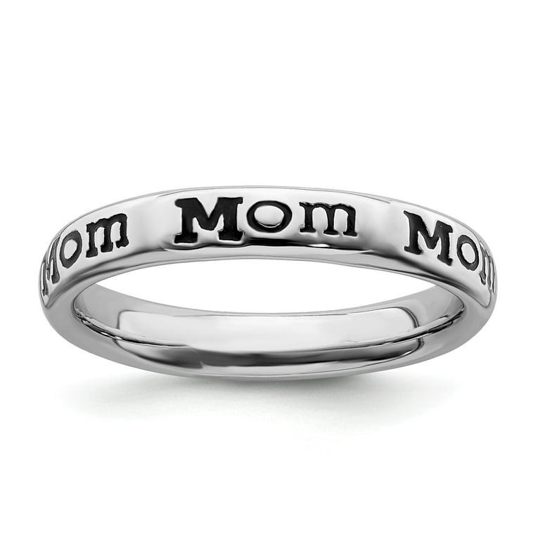 Sterling Silver Stackable Expressions Enameled 'Mom' Ring Sterling Silver Stackable Expressions Enameled 'Mom' Ring