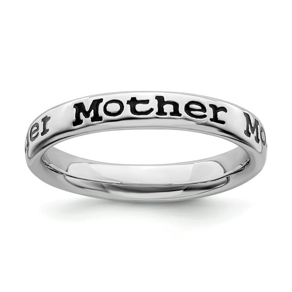 Sterling Silver Stackable Expressions Polished Enameled Mother Ring - Size 7