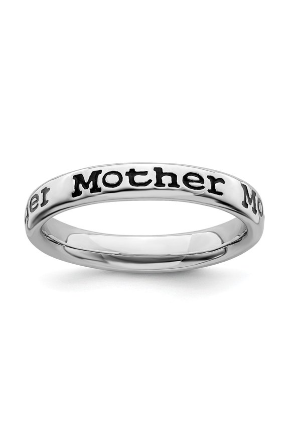 Sterling Silver Stackable Expressions Polished Enameled Mother Ring