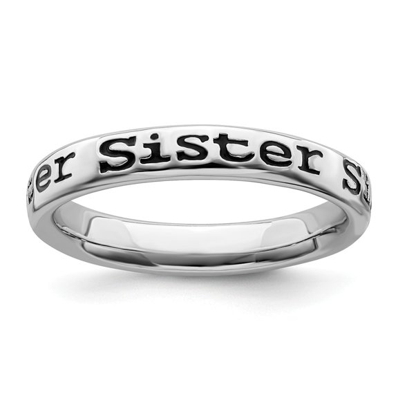 Sterling Silver Stackable Expressions Polished Enameled Sister Ring