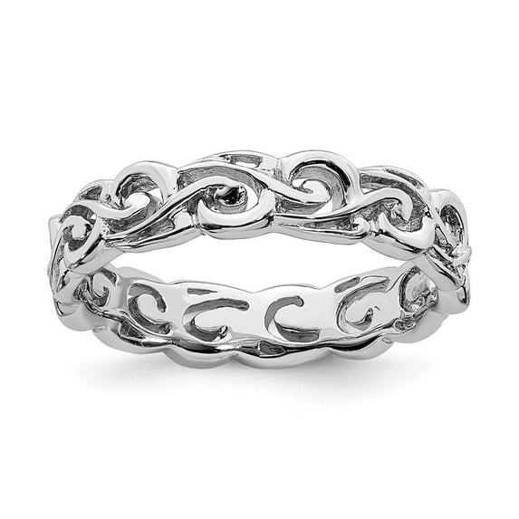Sterling Silver Stackable Expressions Polished Filigree Ring Size 8