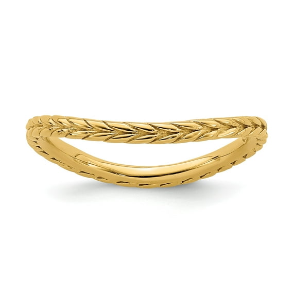 Sterling Silver Stackable Expressions Polished Gold-plated Wave Ring - Size 10