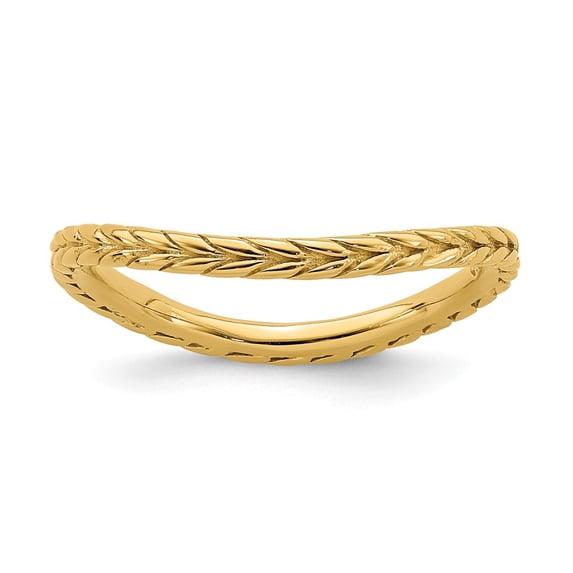 Sterling Silver Stackable Expressions Polished Gold-plated Wave Ring