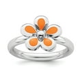 thumbnail image 1 of Sterling Silver Stackable Expressions Polished Orange Enameled Flower Ring Size 5, 1 of 5