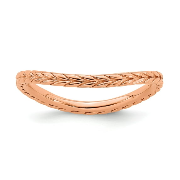 Sterling Silver Stackable Expressions Polished Pink-plated Wave Ring - Size 8