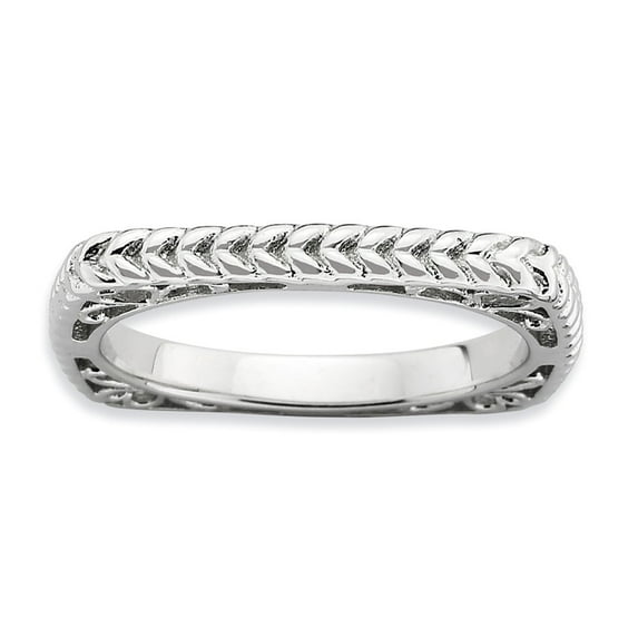 Sterling Silver Stackable Expressions Polished Rhodium-plate Square Ring