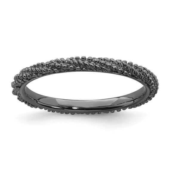 Sterling Silver Stackable Expressions Polished Ruthenium Plated Ring