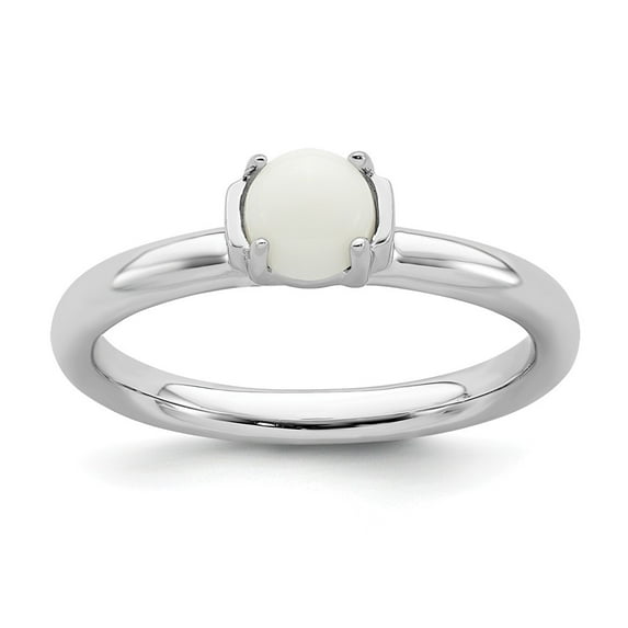 Sterling Silver Stackable Expressions Polished White Agate Ring