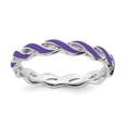 thumbnail image 1 of Sterling Silver Stackable Expressions Purple Enamel Braided Ring Size 7, 1 of 5