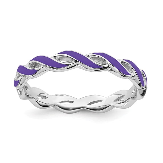 Sterling Silver Stackable Expressions Purple Enamel Braided Ring Size 7