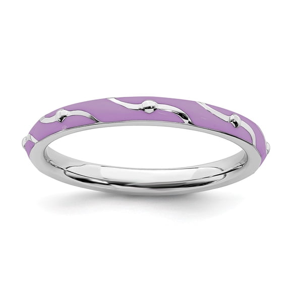 Sterling Silver Stackable Expressions Purple Enamel Ring