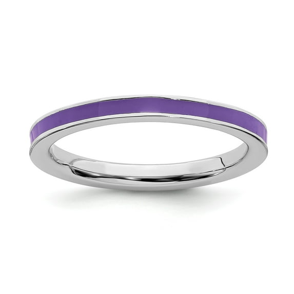 Sterling Silver Stackable Expressions Purple Enameled 2.25mm Ring - Size 9